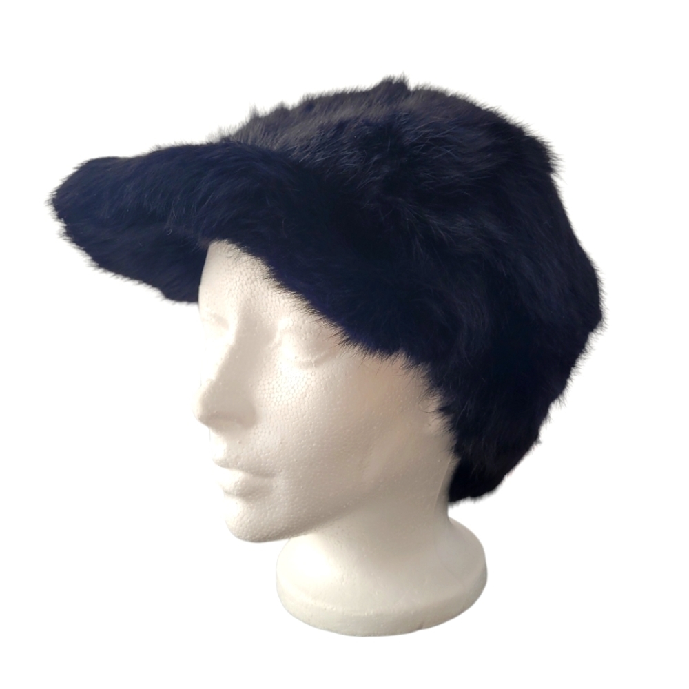 Genuine black rabbit fur hat